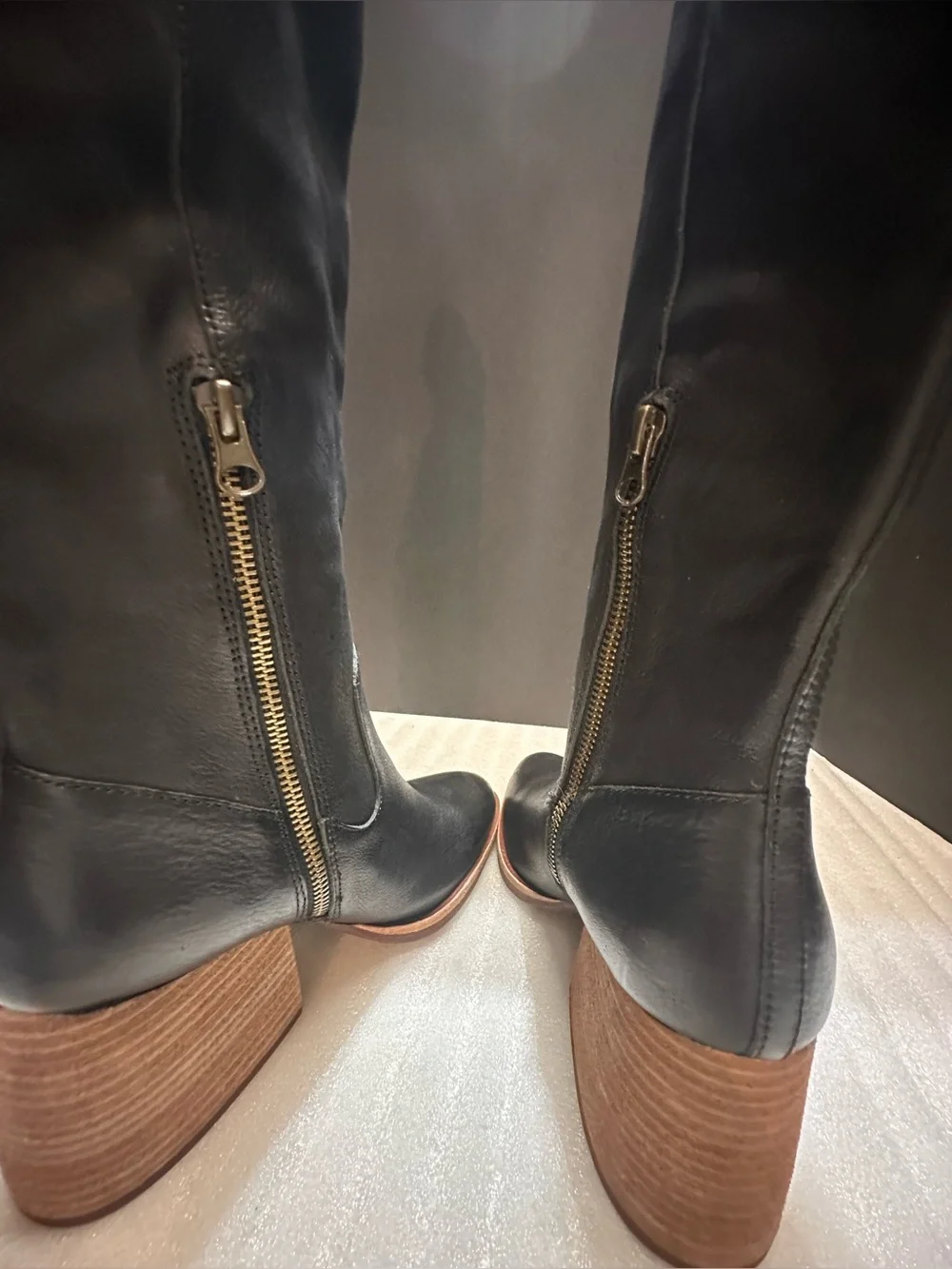 Classic Women's Black Leather Knee-High Boot